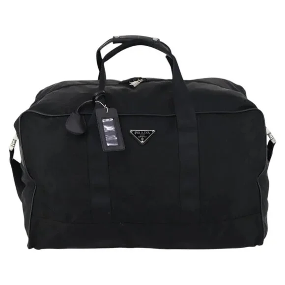 PRADA Boston Bag Nylon 2way Black Silver Auth 143770 - Picture 2 of 16
